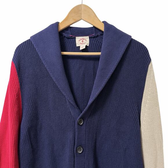 Brooks Brothers Mens Colorblock Shawl Button Front Cardigan Size M Navy Classic - Picture 3 of 8